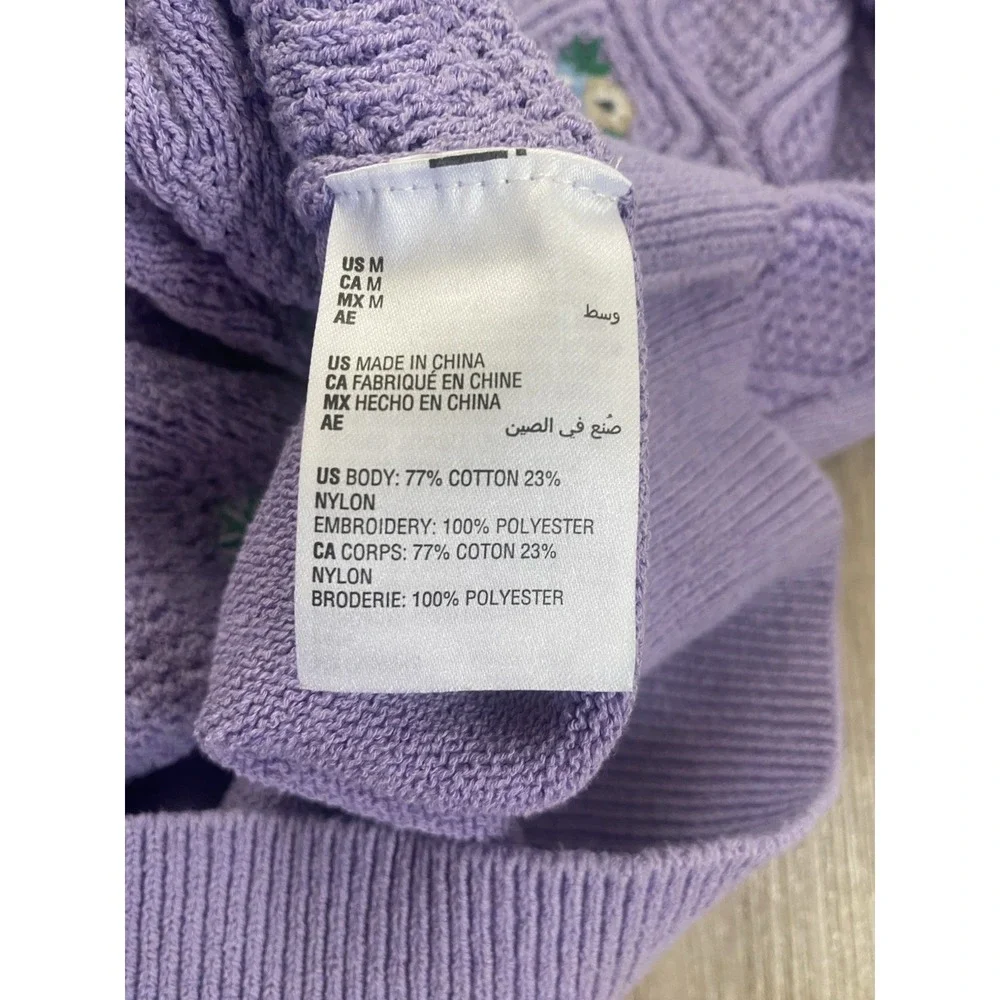 Lavender Fields Ruffle Floral Sweater Sz M Shirt Cottage Cozy Girly Soft Grandma